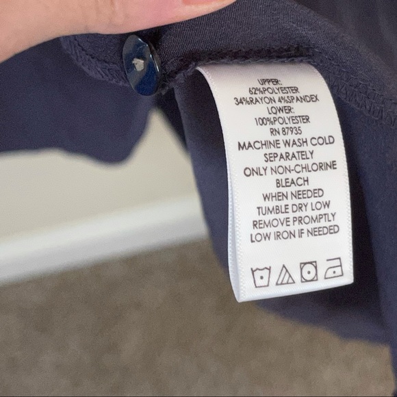 LOGO by Lori Goldstein Gray and Navy High Low Dress - Picture 7 of 10